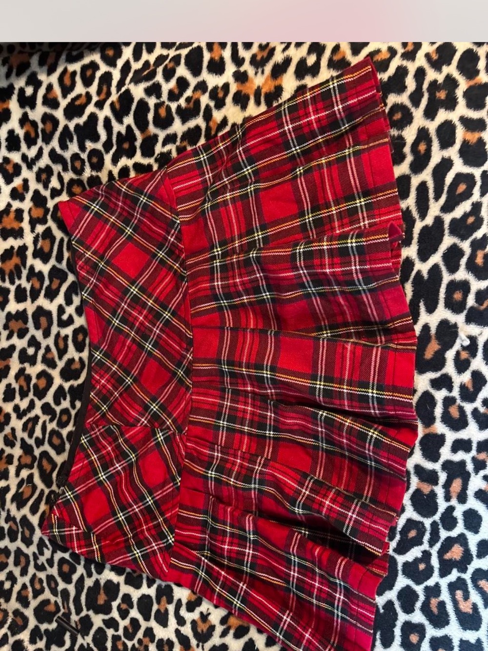 Royal Bones Red Plaid Pleated Mini Skirt